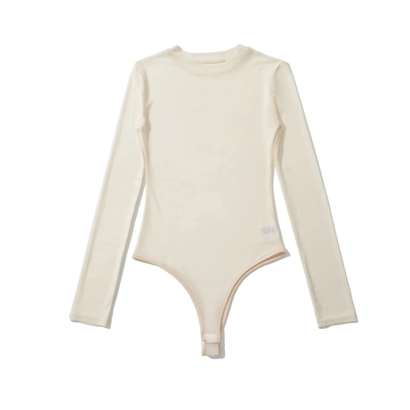 メッシュクルーネック長袖女性のセクシーな服レトロジャンプスー - Turtleneck Bodysuit のレビューと価格