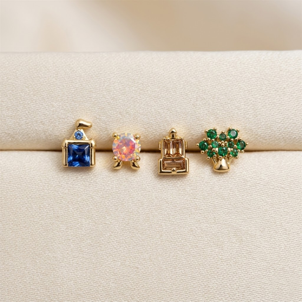 新しい絶妙なかわいい遊園地スタッドピアス女性ガールズファッシ - Women'S Fashion Gifts のレビューと価格