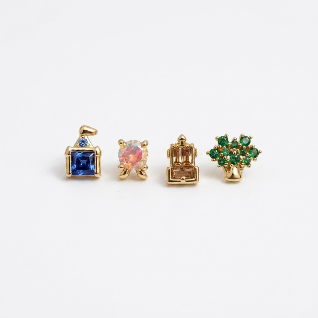 新しい絶妙なかわいい遊園地スタッドピアス女性ガールズファッシ - Women'S Fashion Gifts のレビューと価格