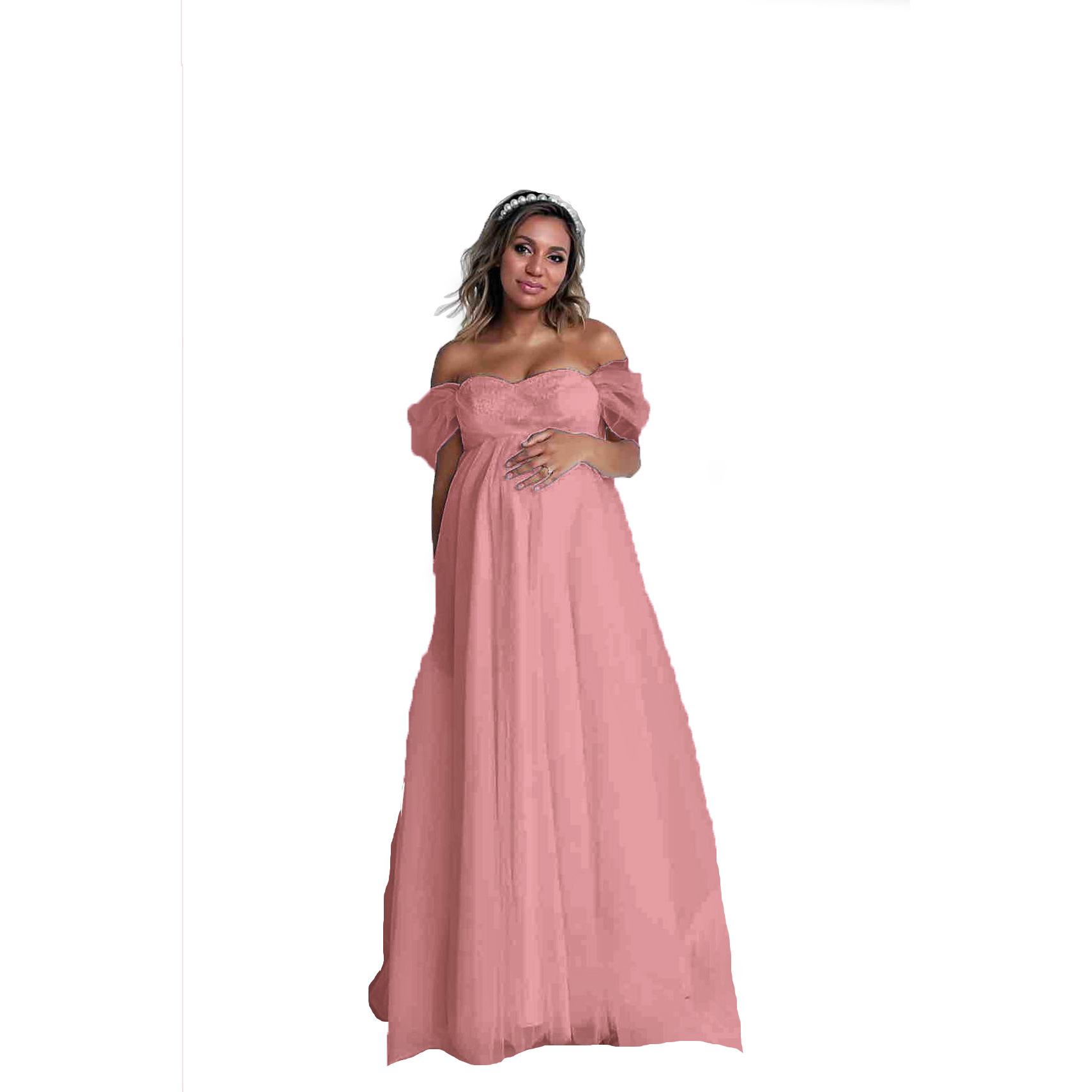 ファッション妊婦ストラップレスマタニティドレス V ネック長 - Women Fashion Photoshoot のレビューと価格