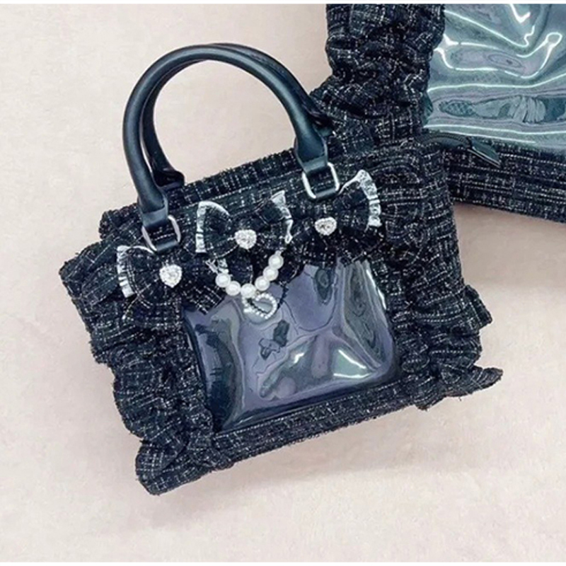 Y2k ガールズ大容量イタバッグ、フリルリボン装飾プレッピー - Women Fashion Japan のレビューと価格