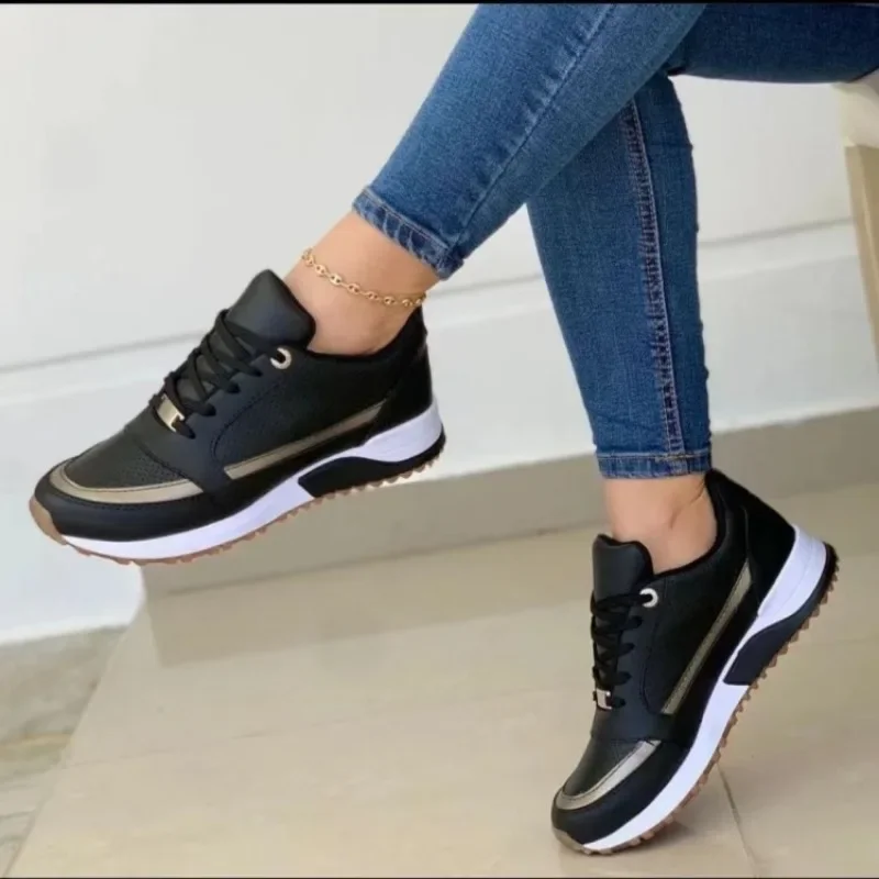 女性用の軽量加硫スニーカー,カジュアルなフラットシューズ,レ - Women'S Fashion Tennis Shoes のレビューと価格