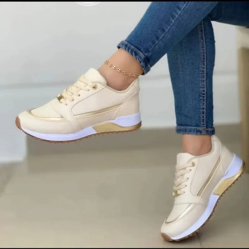 女性用の軽量加硫スニーカー,カジュアルなフラットシューズ,レ - Women'S Fashion Tennis Shoes のレビューと価格