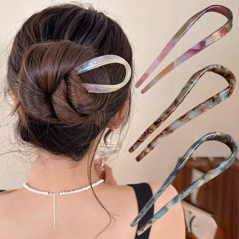 U 字型ヘアスティックアセテートアクリルヘアフォークヘアクリ - Women Fashion Hub のレビューと価格