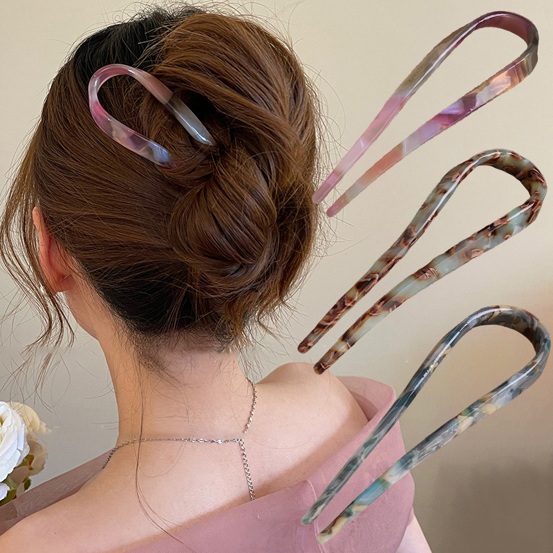 U 字型ヘアスティックアセテートアクリルヘアフォークヘアクリ - Women Fashion Hub のレビューと価格
