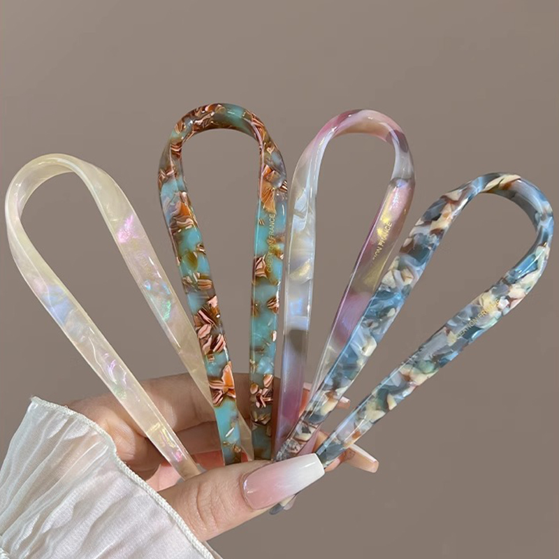 U 字型ヘアスティックアセテートアクリルヘアフォークヘアクリ - Women Fashion Hub のレビューと価格