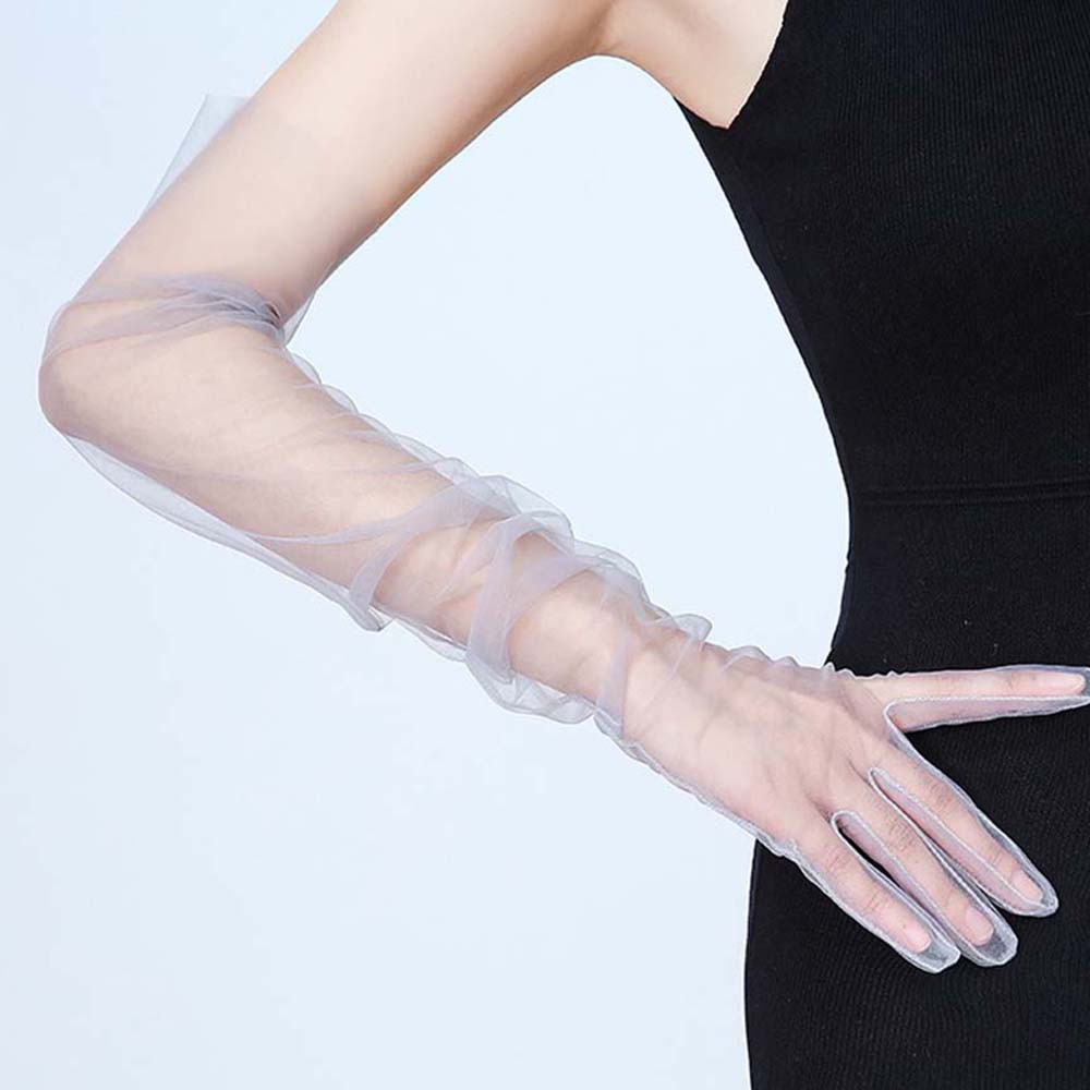 超薄型シルバーチュールグローブ,1ペア,肘の長さ,写真撮影ア - Women Fashion Photoshoot のレビューと価格