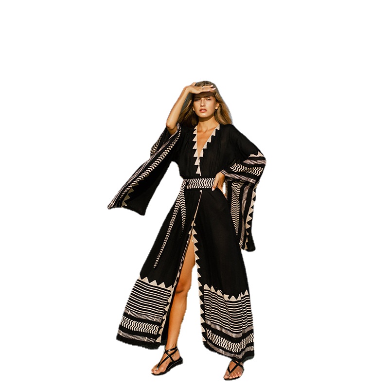 ドレス-女性用ビーチ着物,大きな袖付きドレス,粘着性のあるラ - Women'S Fashion Kimono のレビューと価格