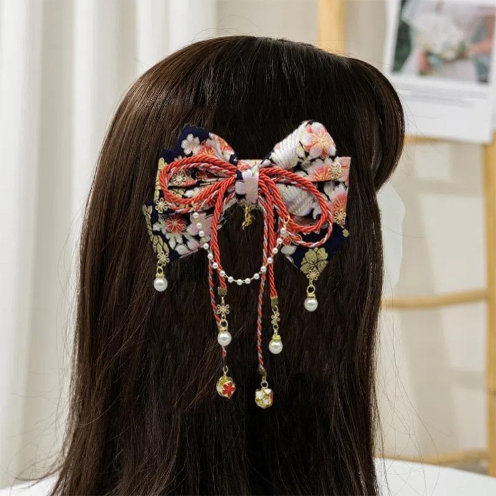 個性的な和風桜のリボンヘアピン、レトロで可愛い着物風バレッタ - Women'S Fashion Kimono のレビューと価格