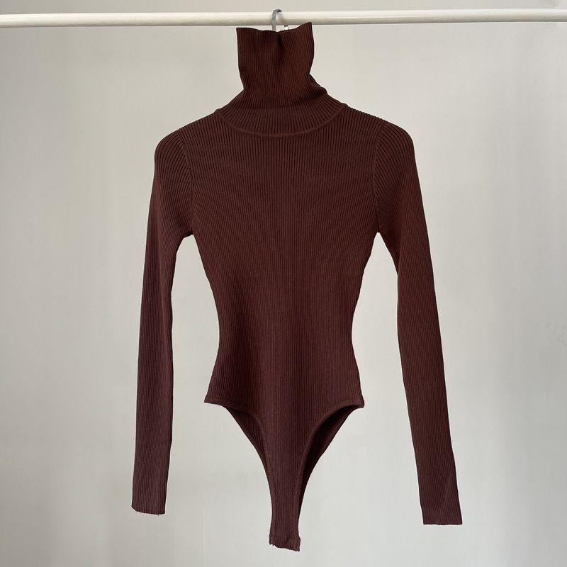 ボディスーツ女性長袖エレガントなファッションタートルネック固 - Turtleneck Bodysuit のレビューと価格