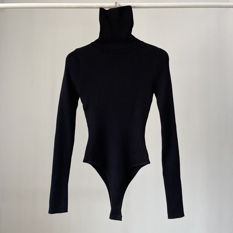 ボディスーツ女性長袖エレガントなファッションタートルネック固 - Turtleneck Bodysuit のレビューと価格