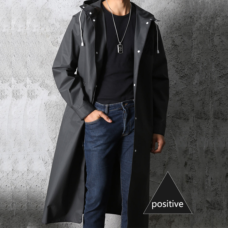 黒のファッション大人の防水ロングレインコート女性男性レインコ - Women'S Fashion Rain Jacket のレビューと価格