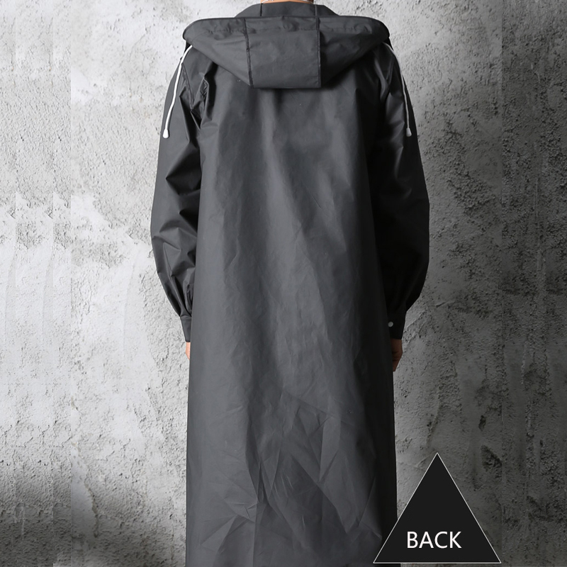 黒のファッション大人の防水ロングレインコート女性男性レインコ - Women'S Fashion Rain Jacket のレビューと価格