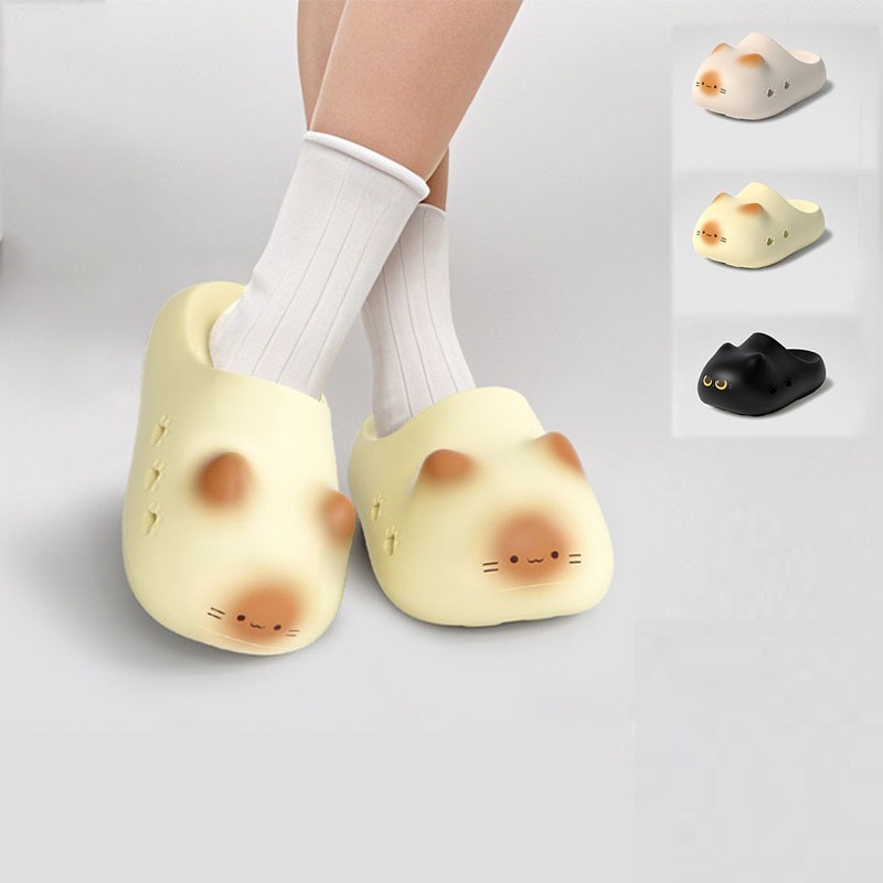 女性用新作クリエイティブブラックキャットスリッパ、夏用ソフト - Women Fashion Images のレビューと価格