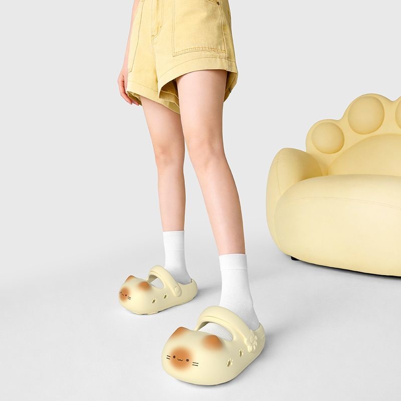 女性用新作クリエイティブブラックキャットスリッパ、夏用ソフト - Women Fashion Images のレビューと価格