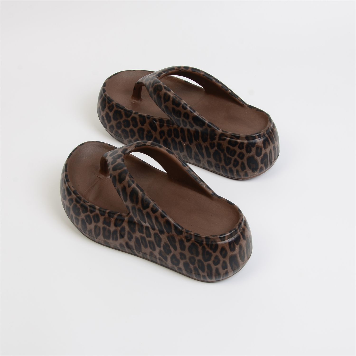 レトロストリートヒョウ柄フリップフロップ女性厚底EVA軽量身 - Women Fashion Images のレビューと価格