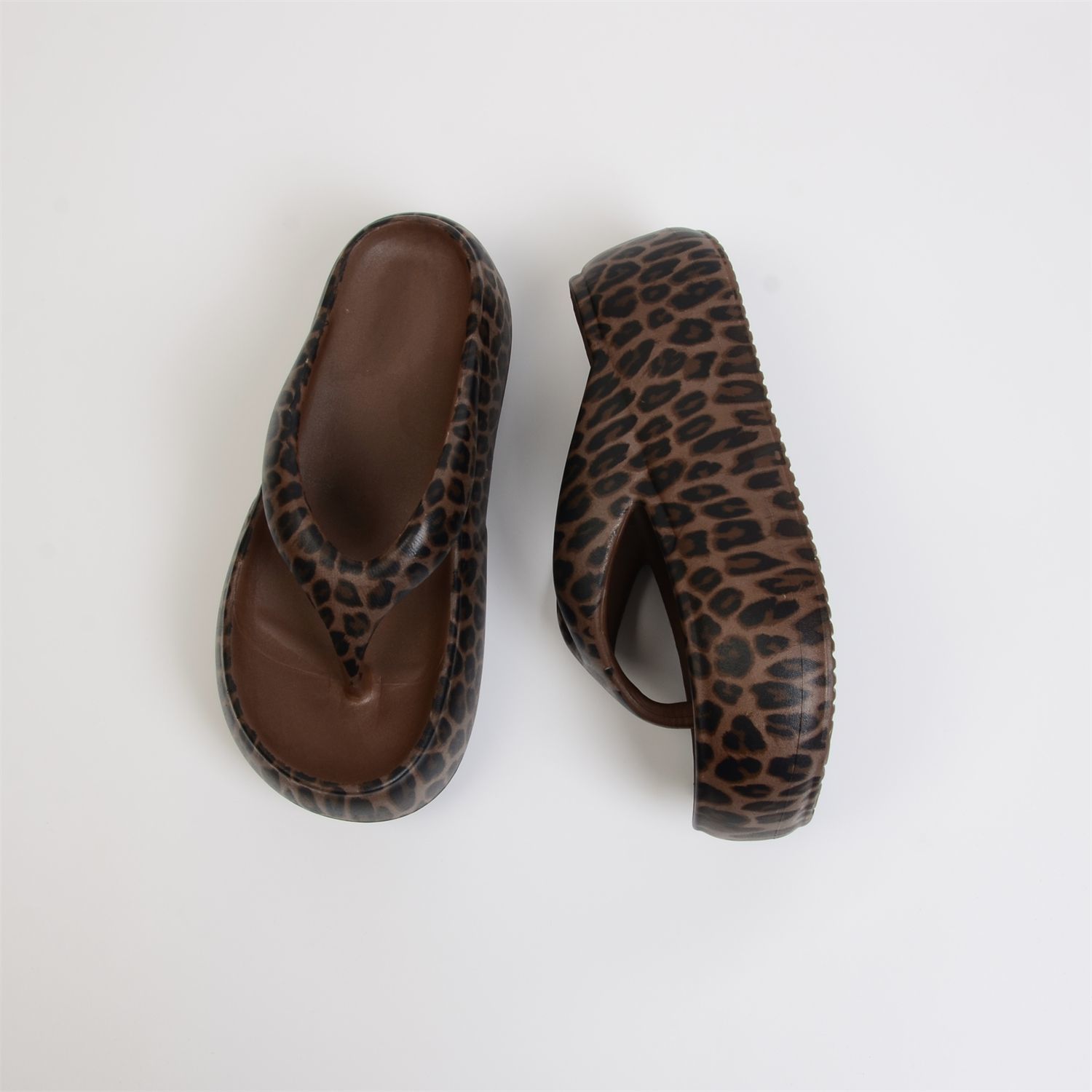 レトロストリートヒョウ柄フリップフロップ女性厚底EVA軽量身 - Women Fashion Images のレビューと価格
