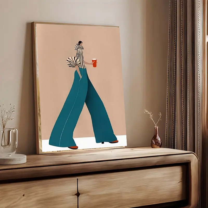 ファッショナブルなブルーパンツ女性ポスタープリント現代超現実 - Fashion Women Picture のレビューと価格