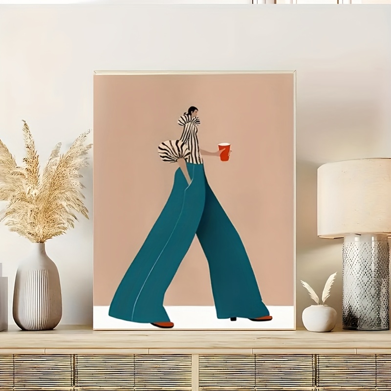 ファッショナブルなブルーパンツ女性ポスタープリント現代超現実 - Fashion Women Picture のレビューと価格
