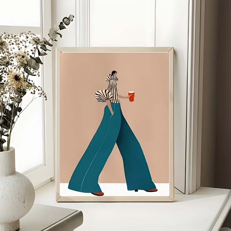 ファッショナブルなブルーパンツ女性ポスタープリント現代超現実 - Fashion Women Picture のレビューと価格