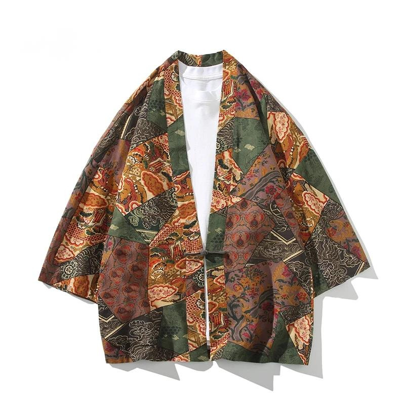 エスニックスタイルプリント浴衣男性女性ファッションコットンリ - Women'S Fashion Kimono のレビューと価格