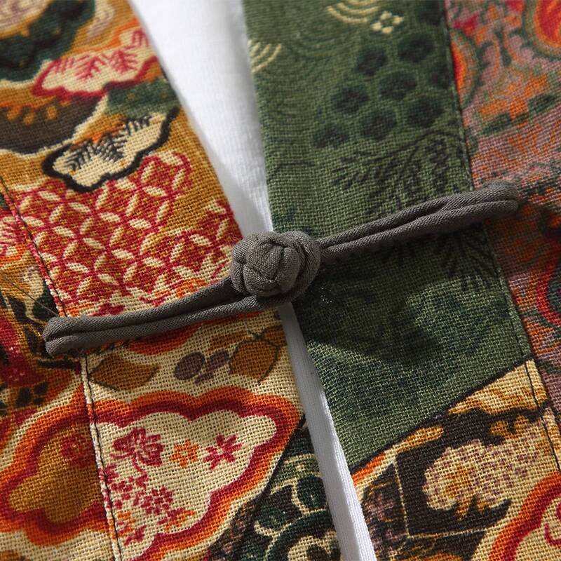エスニックスタイルプリント浴衣男性女性ファッションコットンリ - Women'S Fashion Kimono のレビューと価格