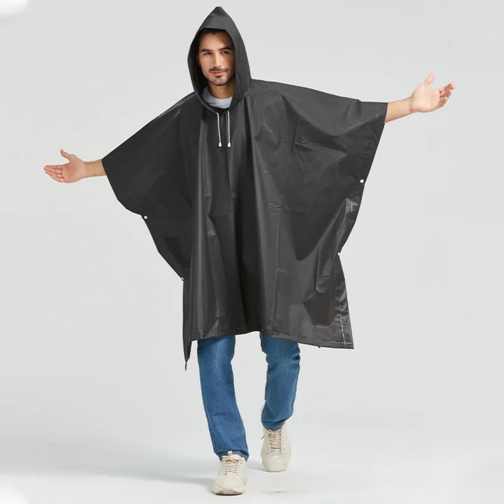 男性と女性のための防水ロングフード付きレインコート,黒,大人 - Women'S Fashion Rain Jacket のレビューと価格